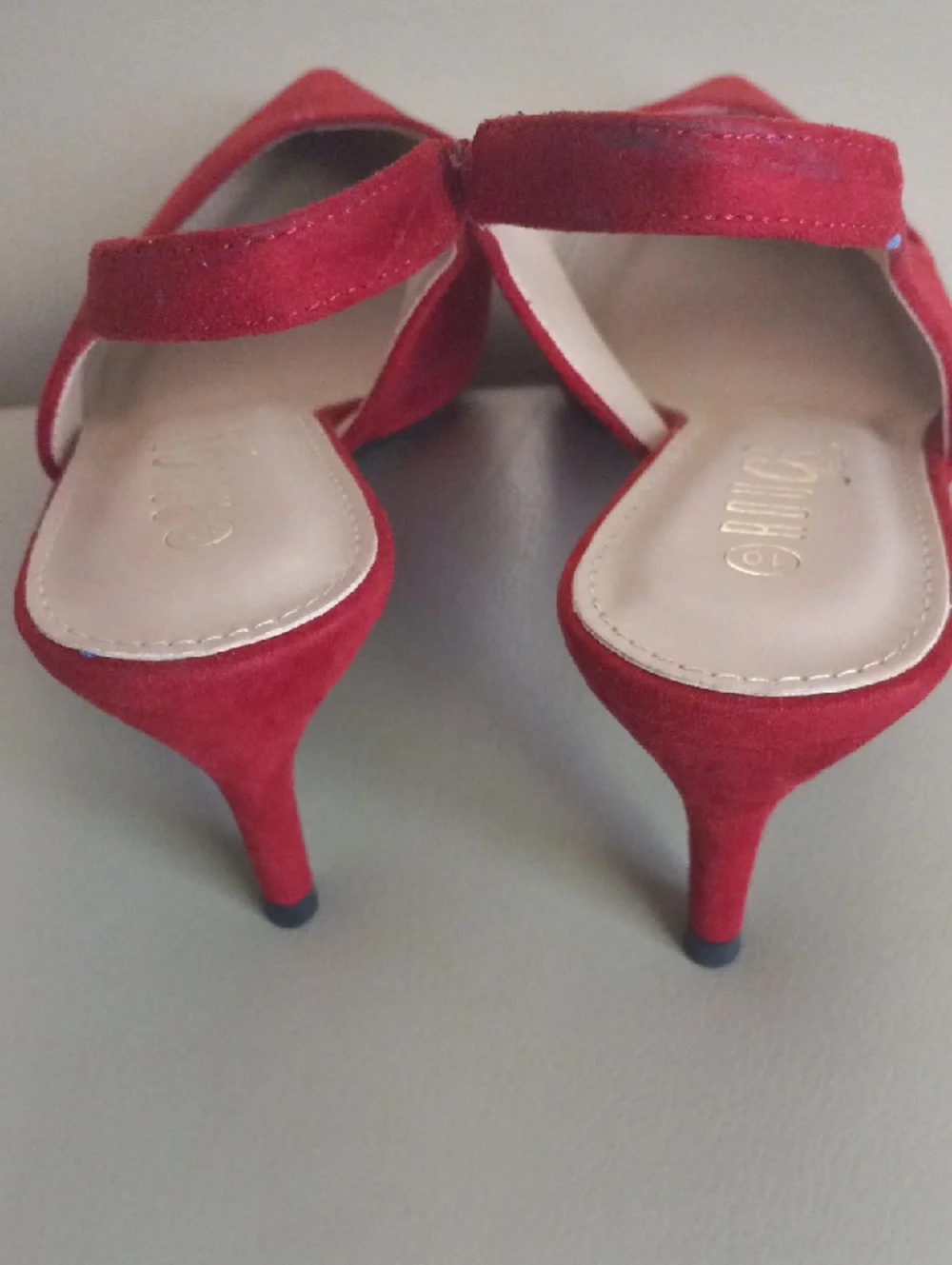 Rouge Helium Red Suede Pointed Slingback Pumps Size 10